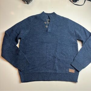 Emerald Men’s Navy Button-Neck Sweater | Size M | Modern Classic Layering Knit